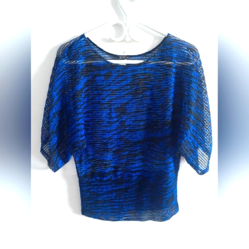 Mesh batwing top with camo/animal print